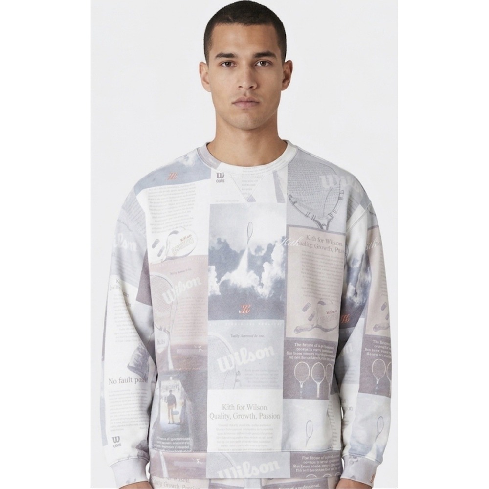 Kith x Wilson Pullover Mens Multi-Color Size L Oversized Tennis Young American
